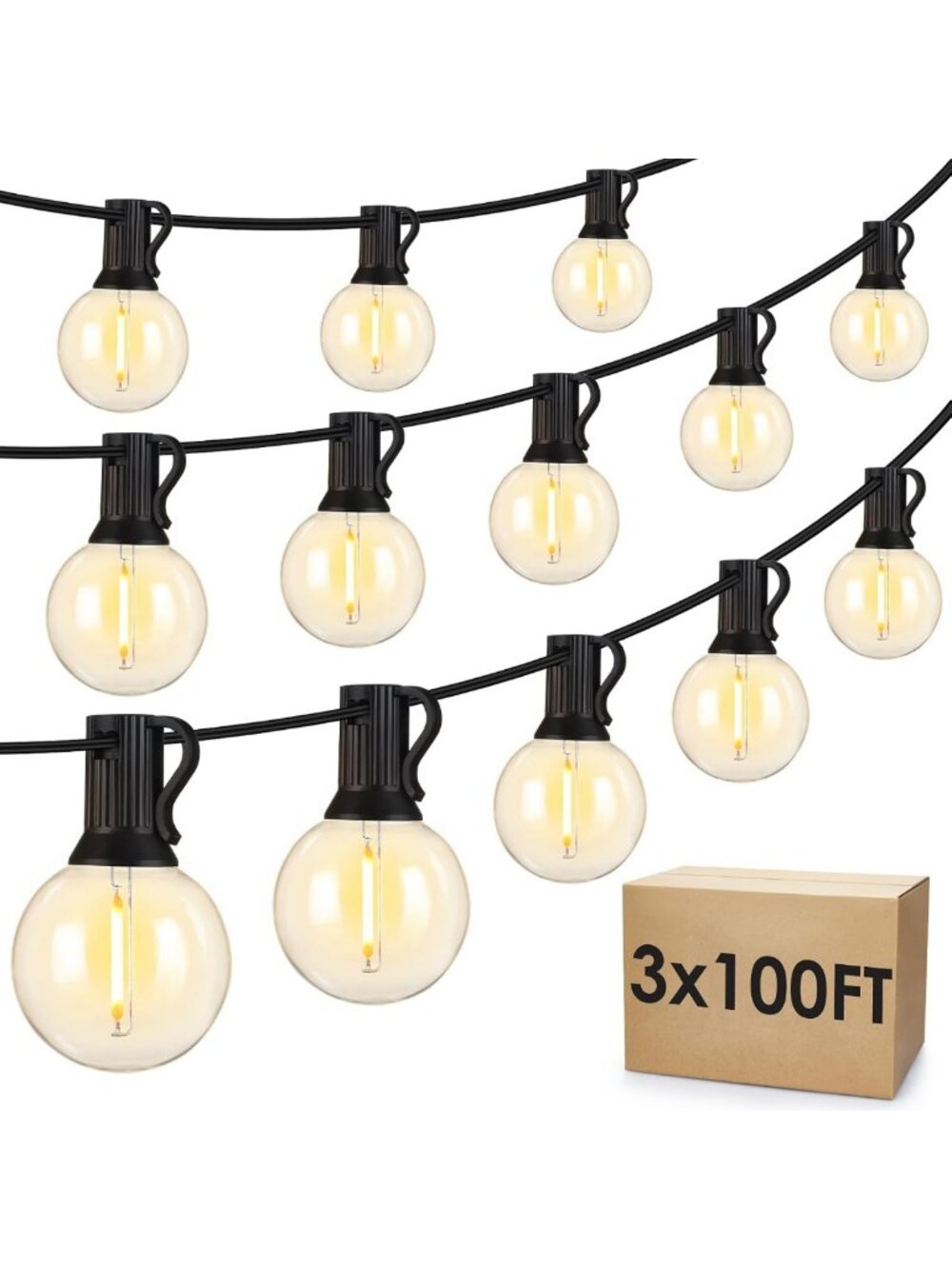 Dimmable Waterproof LED Outdoor String Lights - 300ft G40 Globe Patio Lights